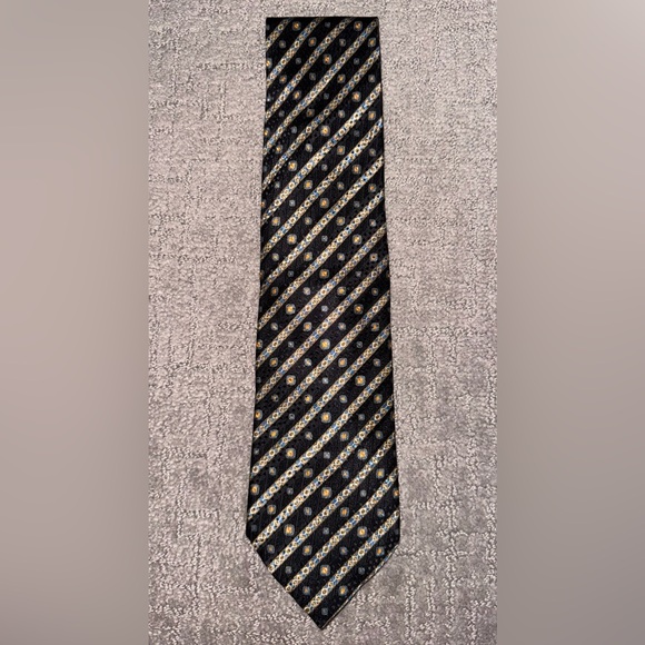 Stefano Ricci Men’s Black Jewel Pattern Striped Silk Tie